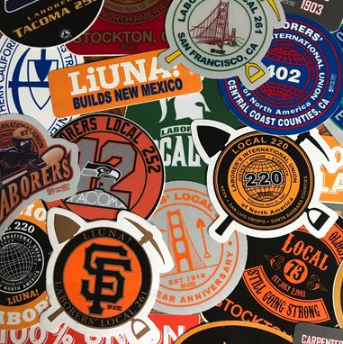 Assorted LiUNA! local union sticker collection
