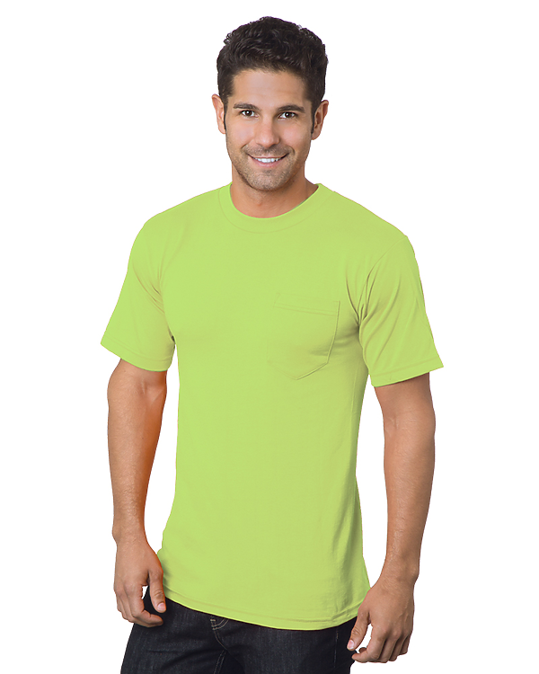 Bayside 1725 Unisex 50/50 Pocket Crew, Made in USA