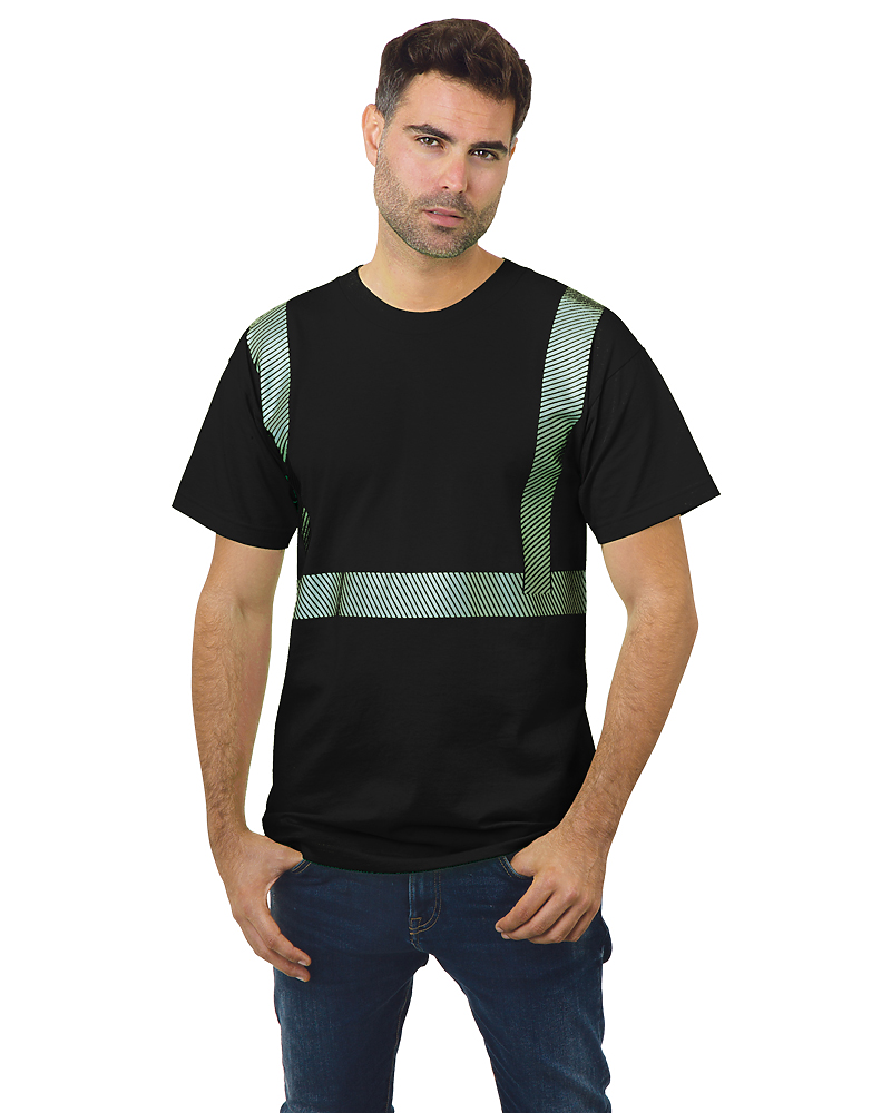 Bayside 3702 Hi-Vis Crew 50/50 Segmented Striping, black