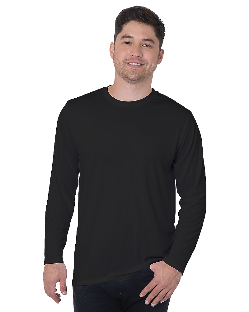 Bayside 5360 Men's Long Sleeve Performance Crew, Made in USA