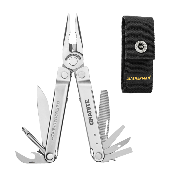 Leatherman Bond with Sheath, silver, Made in USA