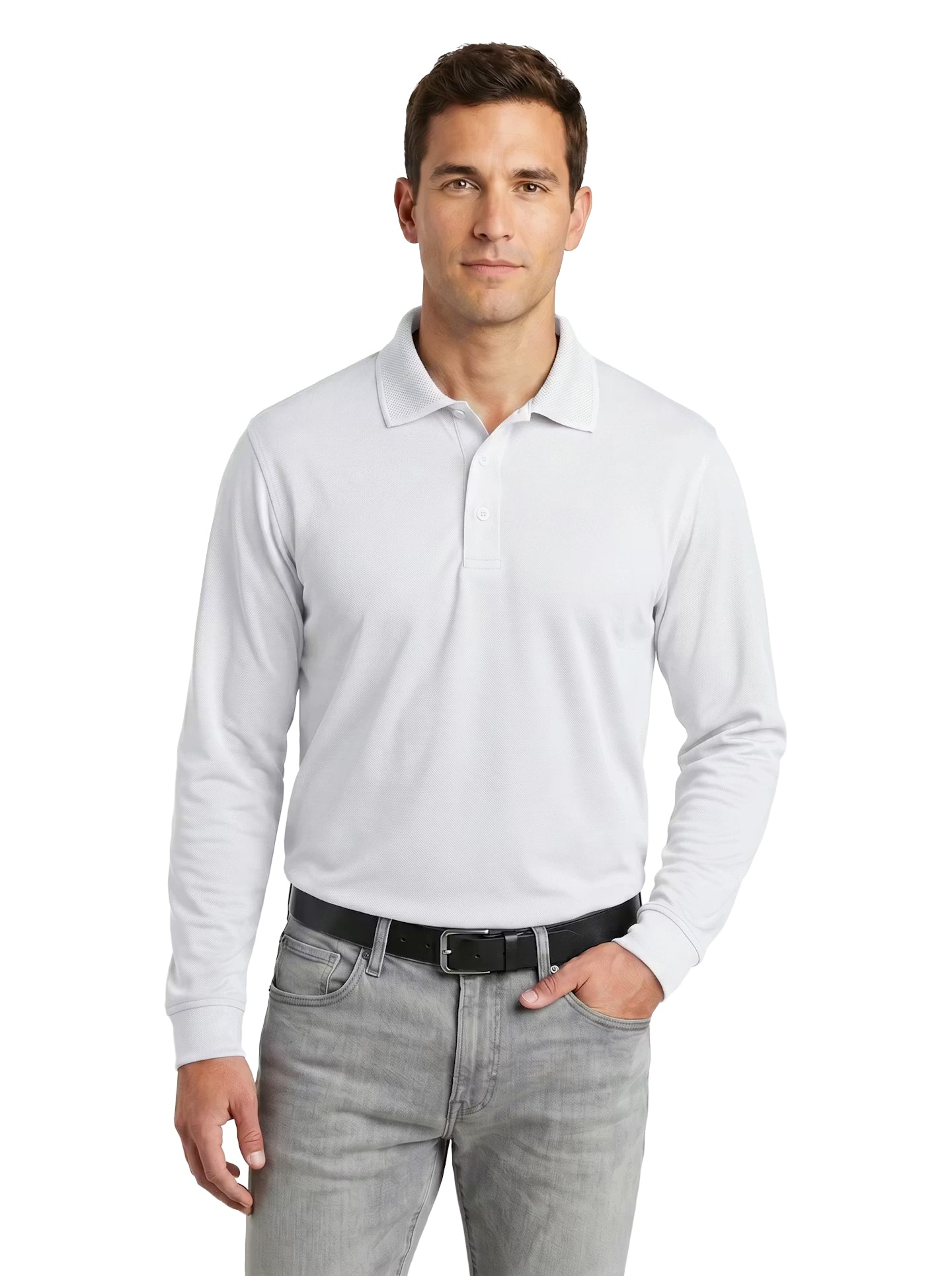 AKWA LS1342-AQD Men's Aqua-Dry Long Sleeve Polo, Made in USA