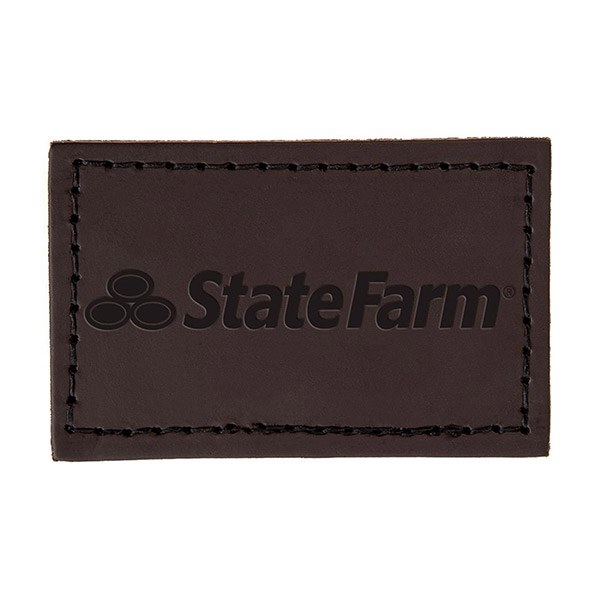 Debossed leather patch example, rectangle, brown