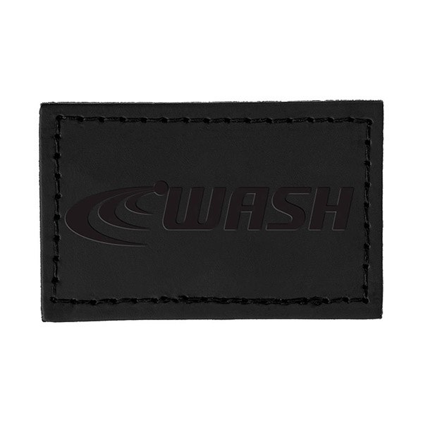Debossed leather patch example, rectangle, black